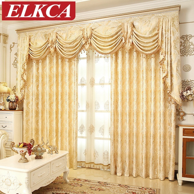 European Golden Royal Luxury Curtains for Bedroom Window Curtains for  Living Room Elegant Drapes European Curtains