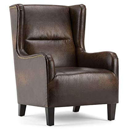 Simpli Home AXCCHR-019-DBR Taylor 28 inch wide Traditional Wingback Armchair  in Distressed