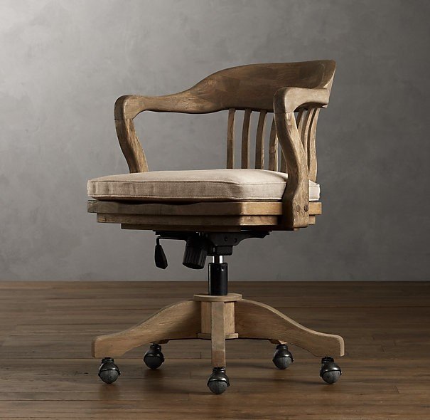 Wooden swivel office chair