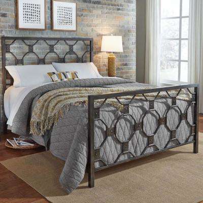 Baxter Heritage Silver Queen Metal Bed with Geometric Octagonal Design