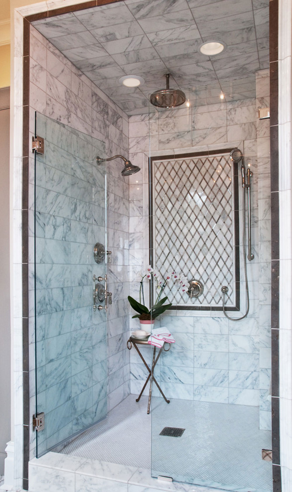 Sweet-Suite-by-Jennifer-Markanich-Timeless-Interiors Shower niche ideas and best practices for your bathroom