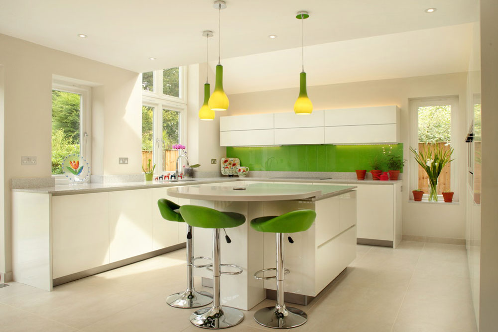Contemporary-white-kitchen-with-a-splash-green-by-design-A-Space-kitchen-bedroom-interior-1 Green kitchen: ideas, decor, curtains and accessories