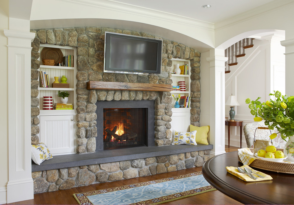 Sears-Road-by-Oak-Hill Architects Fireplace Stove: Decor, Stone, and Cover