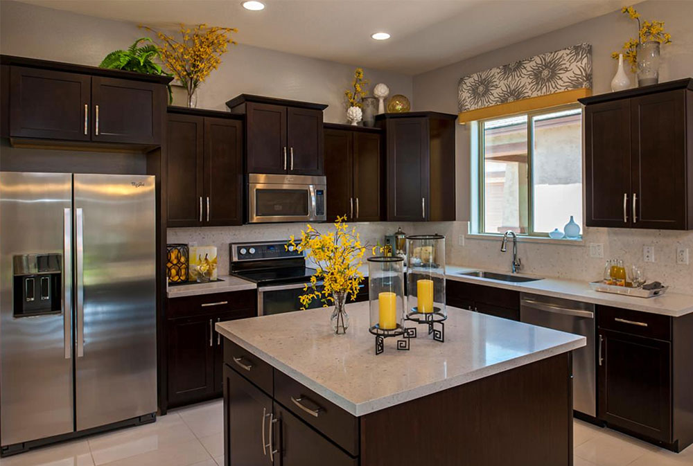 The-Barberry-Plan-at-Villages-at-Val-Vista-Phoenix-AZ-by-Meritage-Homes Yellow kitchen: decorative carpets, accessories and ideas