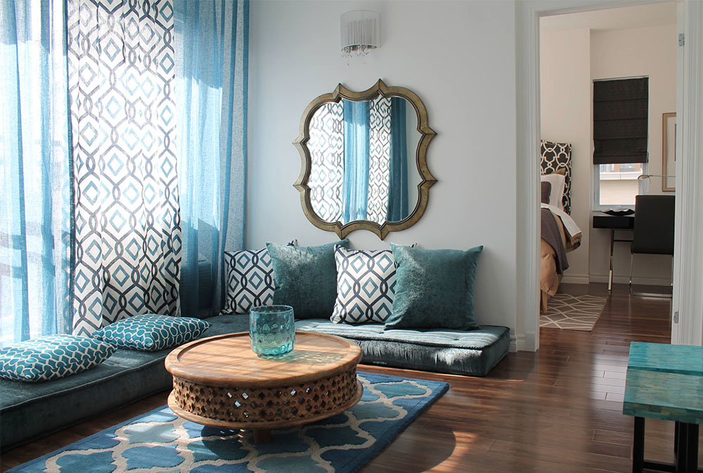 MOROCCAN-INSPIRED-APARTMENT-2013-by-Rebecca-Mitchell-Interiors Floor pillows: beautiful accessories for your living room
