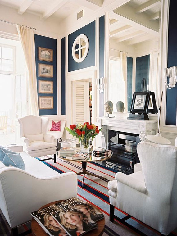b9 Examples of living rooms decorated in blue