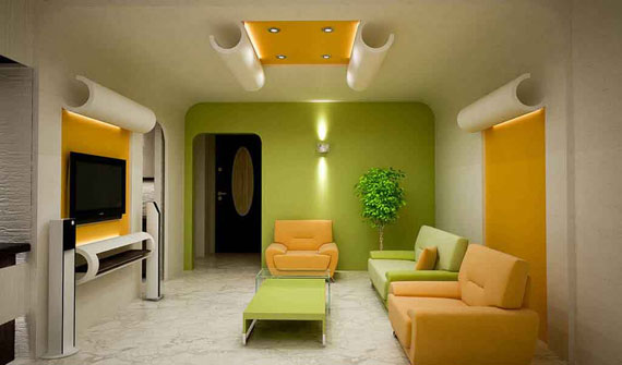 g7 Green Living Room Design Ideas: Decorations and Furniture