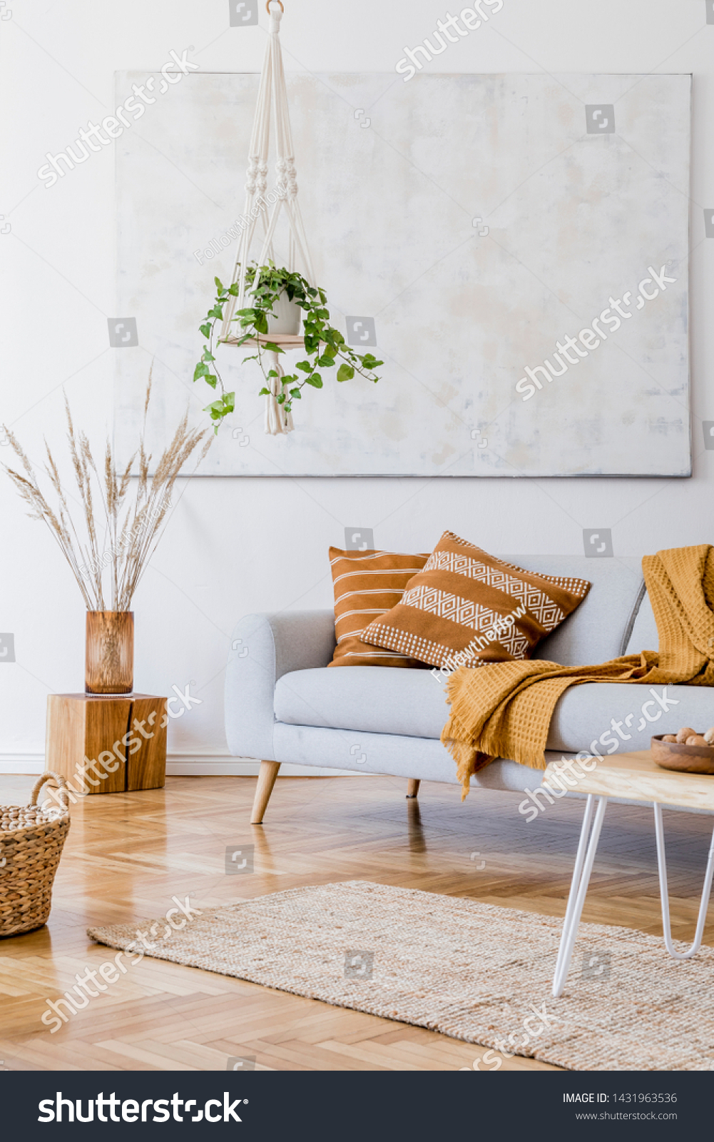 Modern and elegant gray living room interior