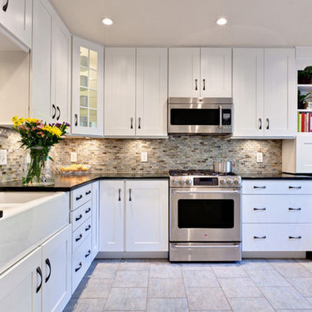 Nice kitchen interior with white cabinets
