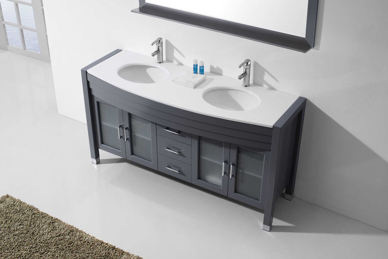 Double and single bathroom vanity sinks