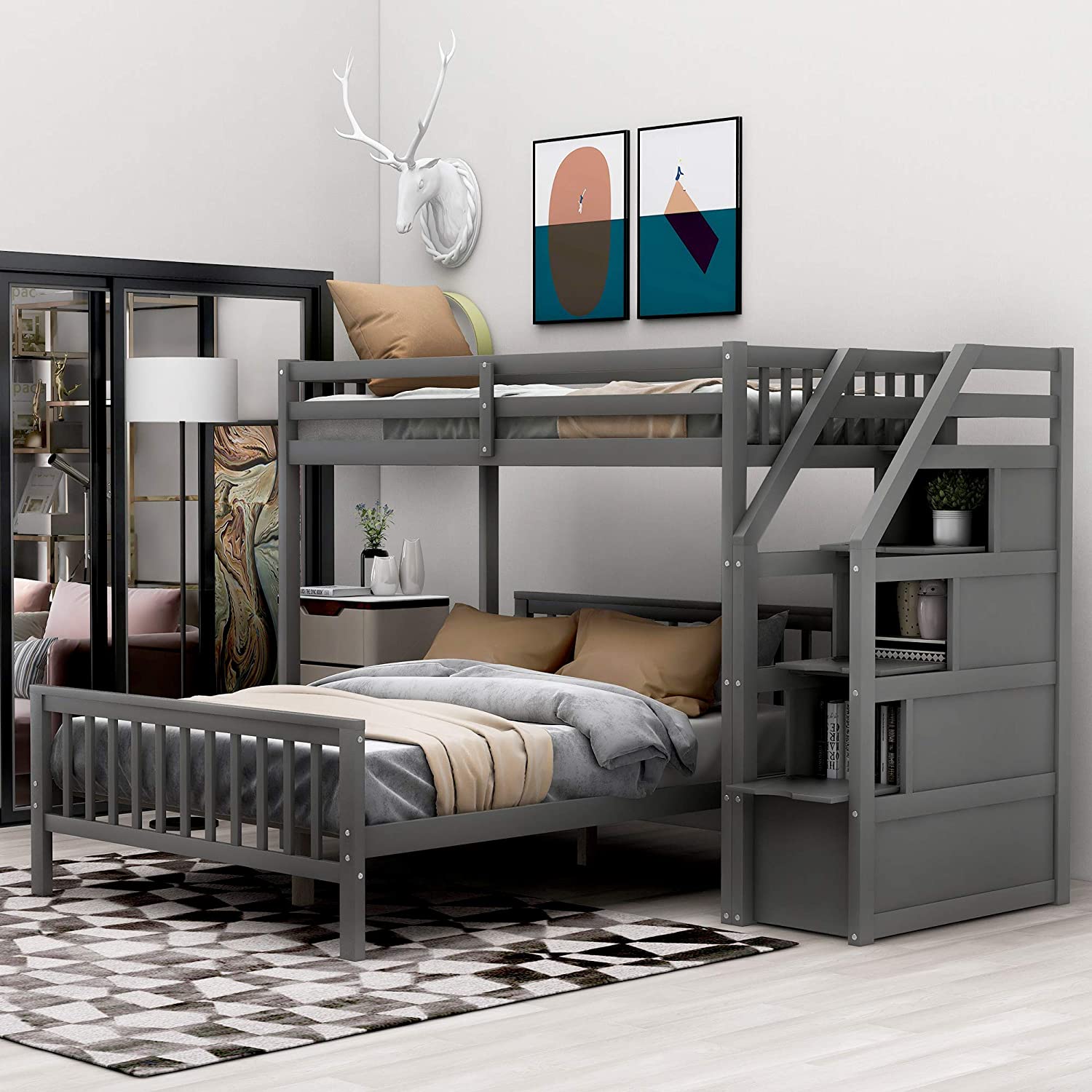 Space saving bunk beds twin over full for kids!