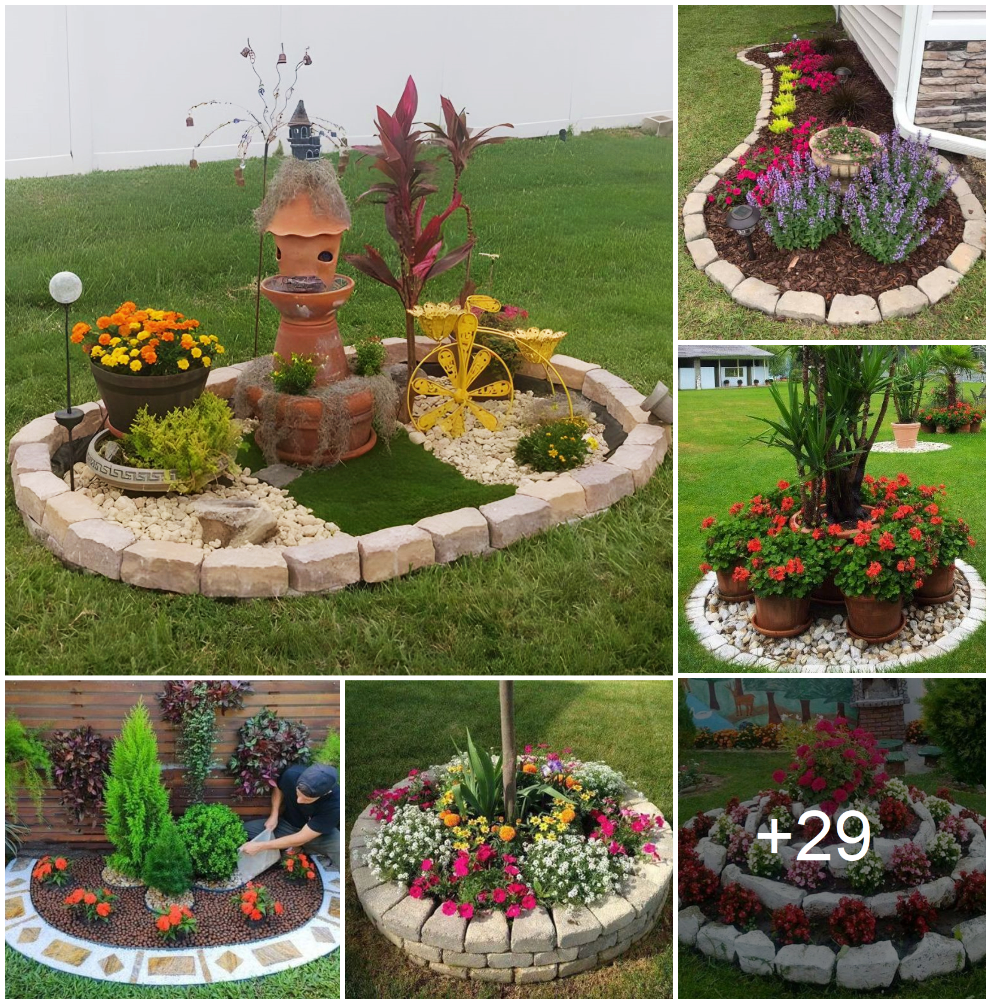 Design a charming garden with elegant decorations and garden islands