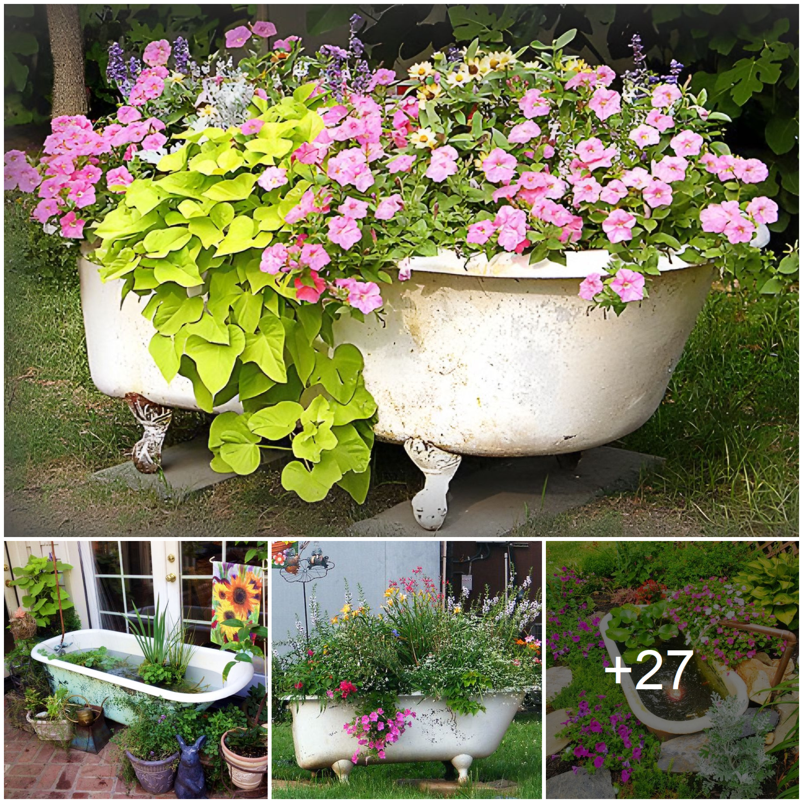Using an old bathtub as a container in your garden