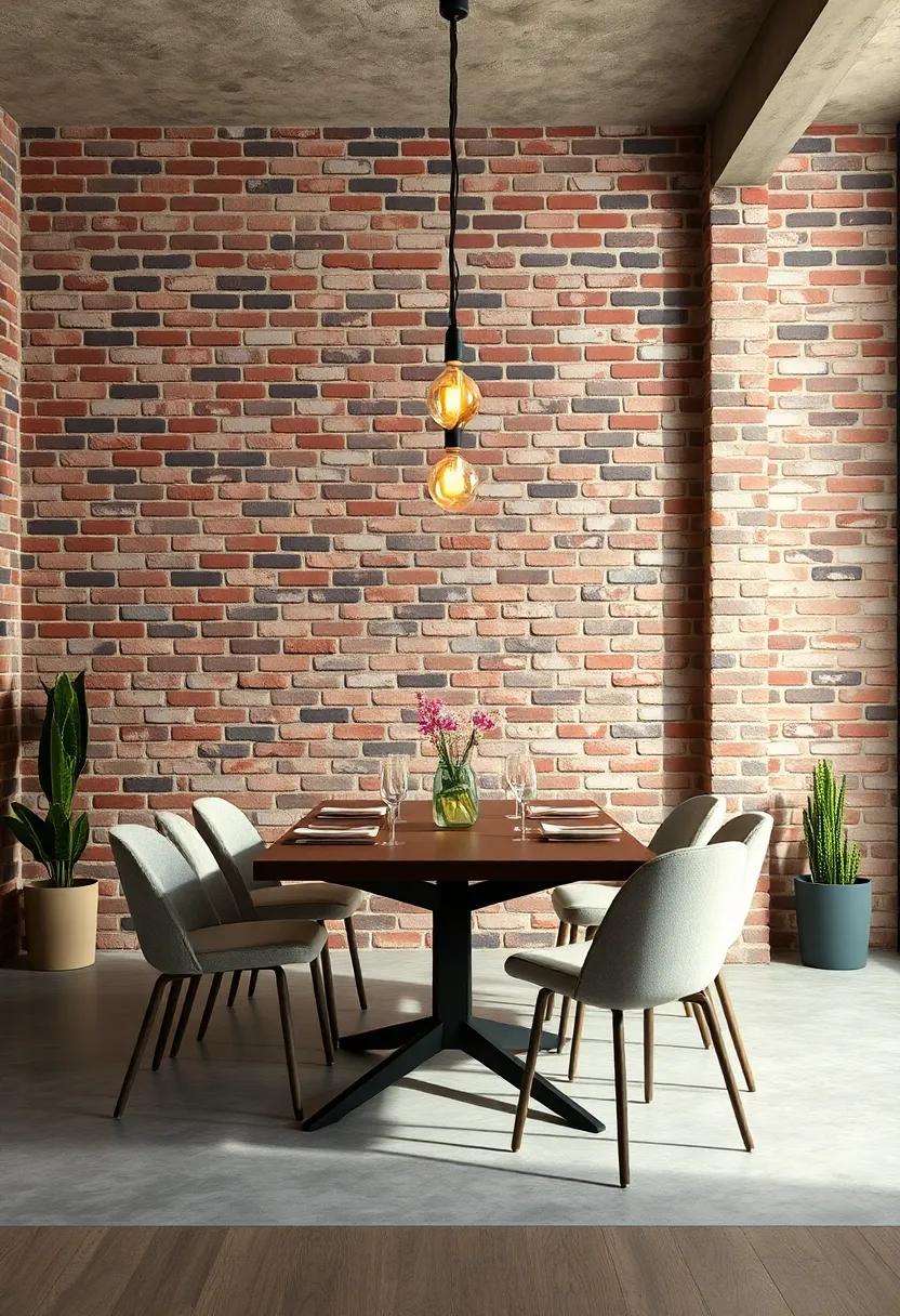 The Charm of Vintage Edison Bulbs Hanging Against a Rough Brick Backdrop in an Urban Dining Setting
