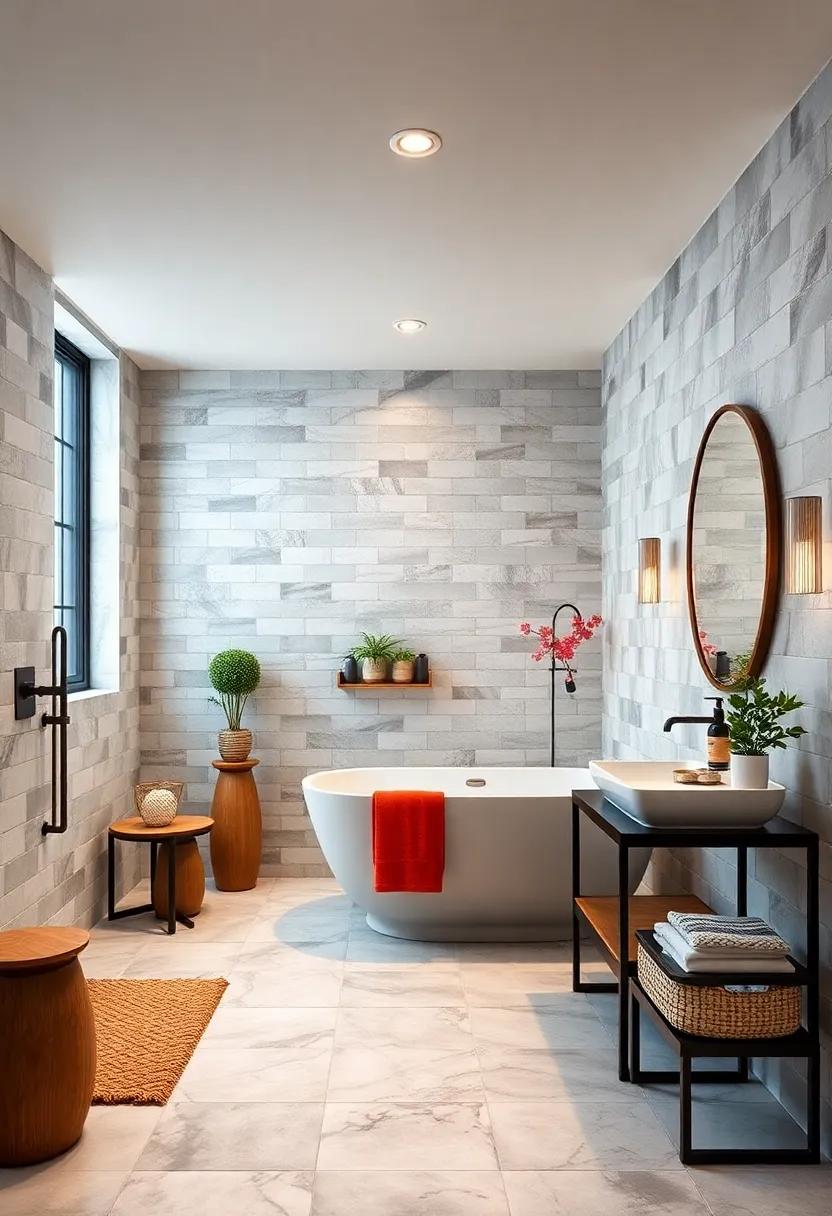 Contrasting Grout Lines Highlighting the Precision in Floor-to-Ceiling Subway Tile Installation