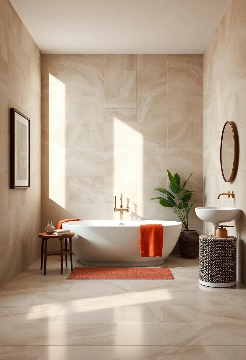 Glossy Neutral Tiles Reflecting Daylight Softly in a Spa-Inspired Classic Bathroom Retreat