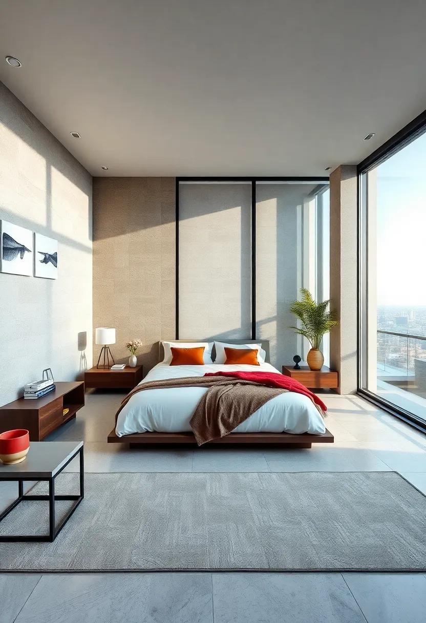 Integrated Smart Home Technology Discreetly Blending Into The Bedroom's Design To Manage Lighting And Temperature