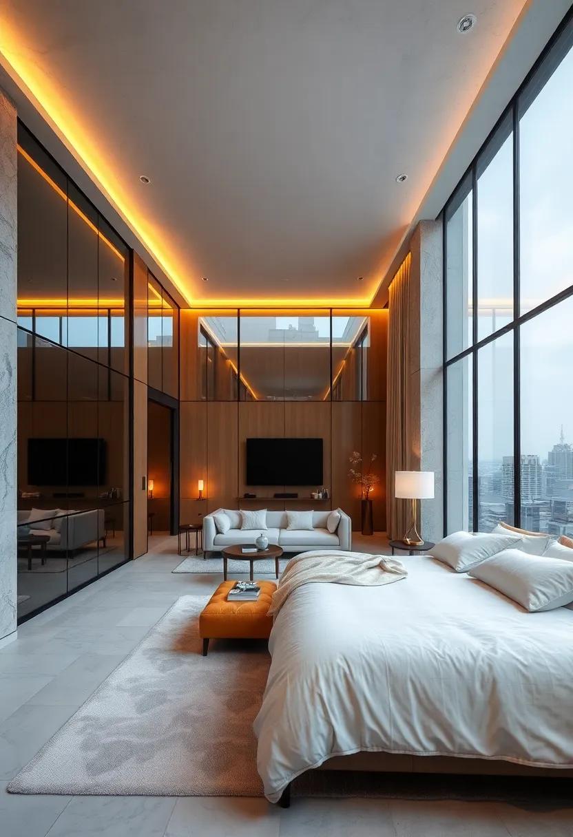 Ambient Cove Lighting Installed Around The Perimeter Highlighting The Architectural Geometry Of The Glass Walls