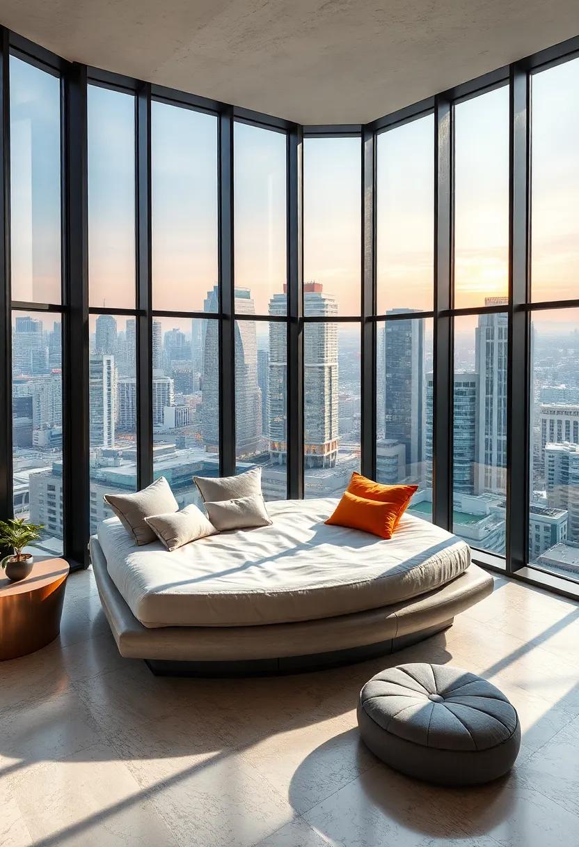 Daybed By The Window Ideal For Relaxing And Soaking In The Panoramas Of The Vibrant Cityscape