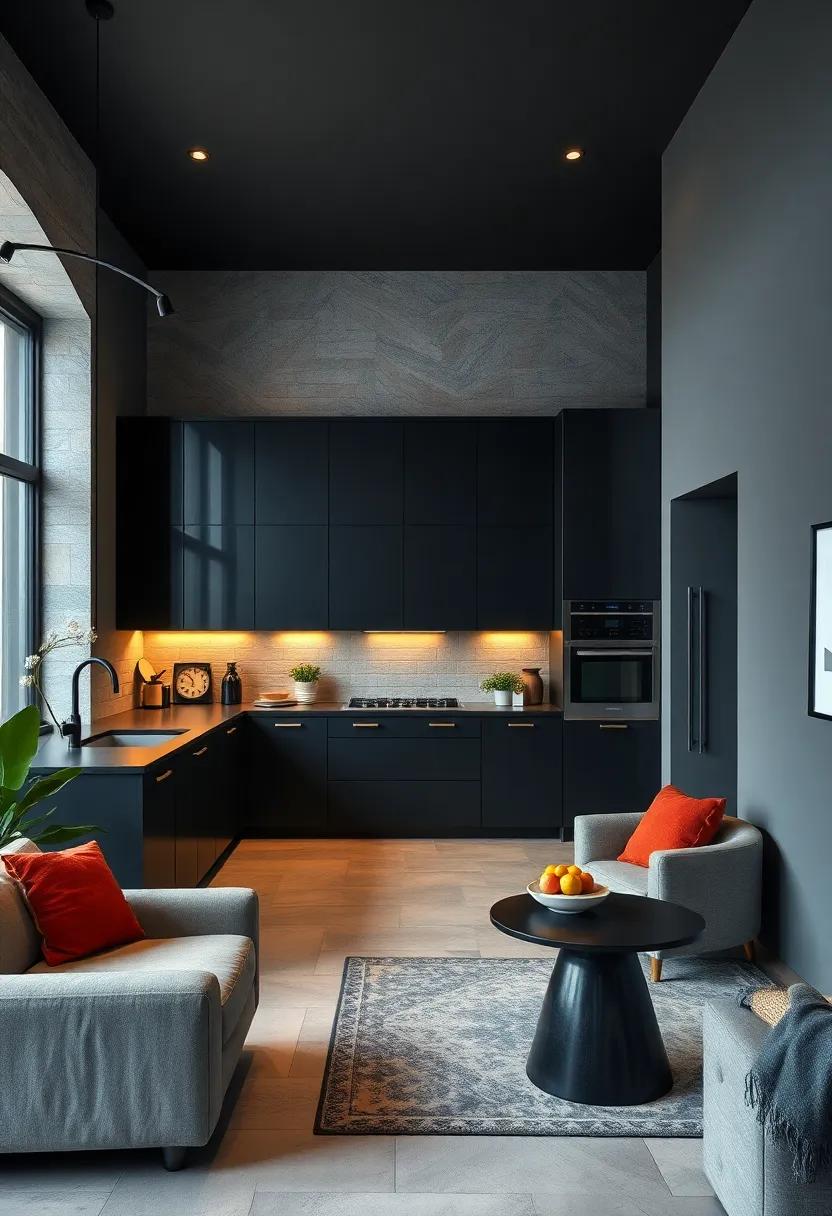 Crafting a Seamless Black Cabinetry Experience With Hidden Handles and Flush Surfaces for Clean Lines