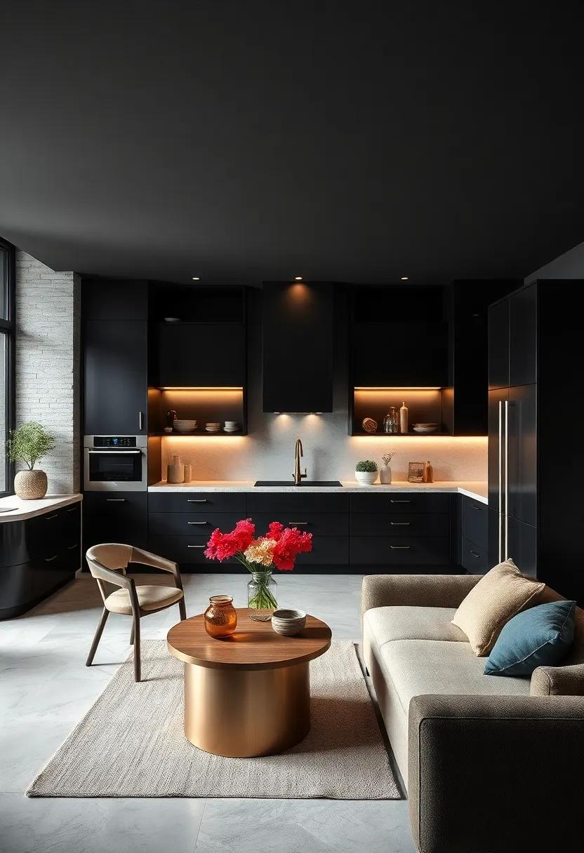 Integrating Metallic Accents Within Monochrome Black Kitchens to Elevate Urban Glamour and Shine