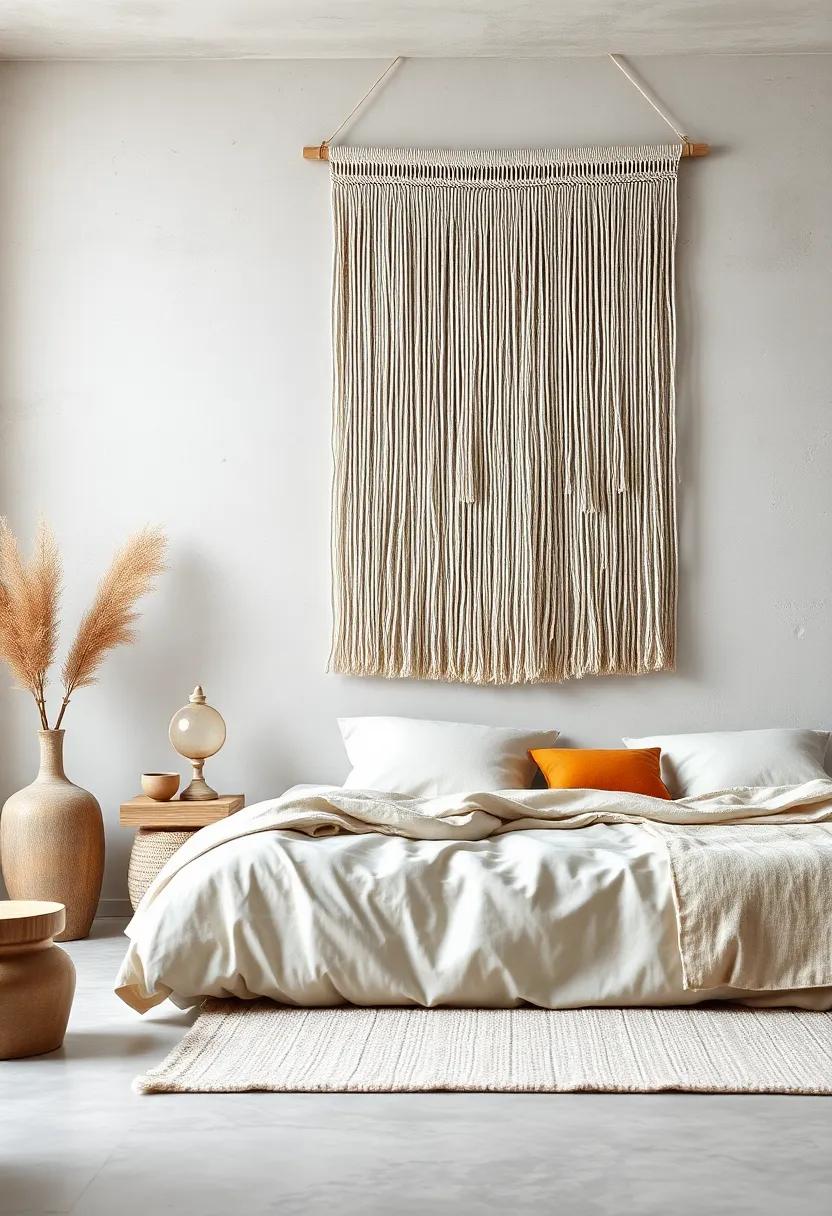 Textured Wall Hanging Crafted from Natural Fibers Providing Tactile Visual Interest