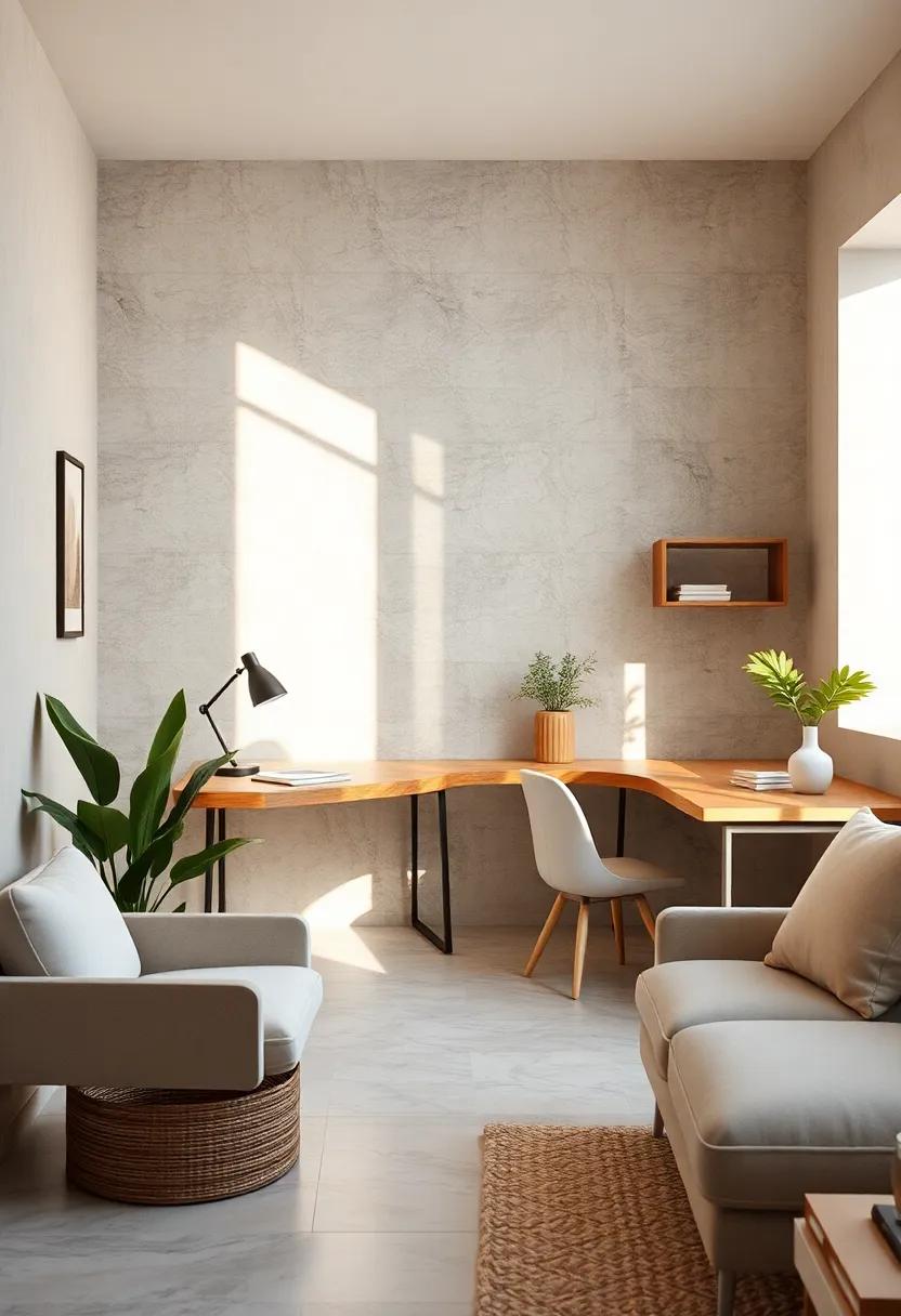 Serene Home Office Corners Bathed In Soft Natural Light With Minimalist Neutral Tone Desks