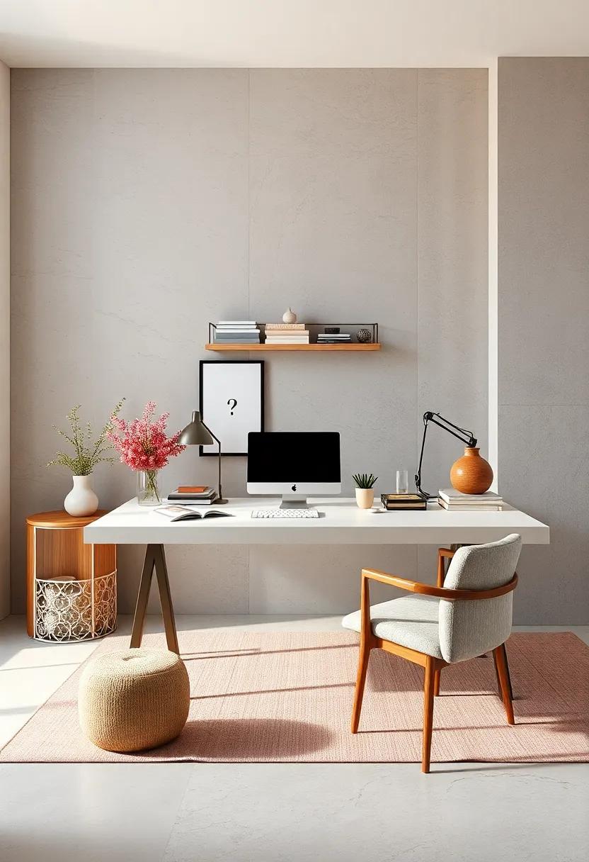Organized Minimalist Desk With Gentle Earthy Hues And Expansive Clean Surfaces