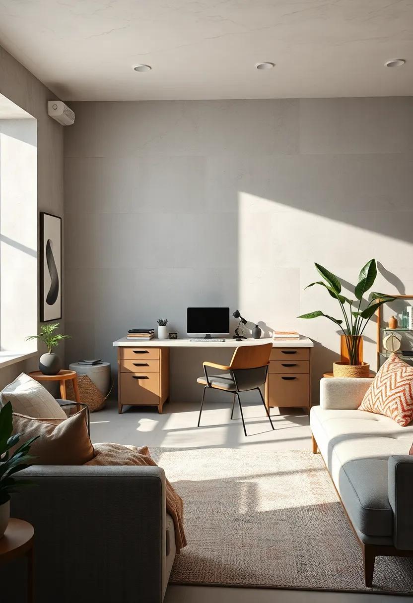 Subtle Hues Surround A Sleek Minimalist Workstation With Defined Yet Soft Angles