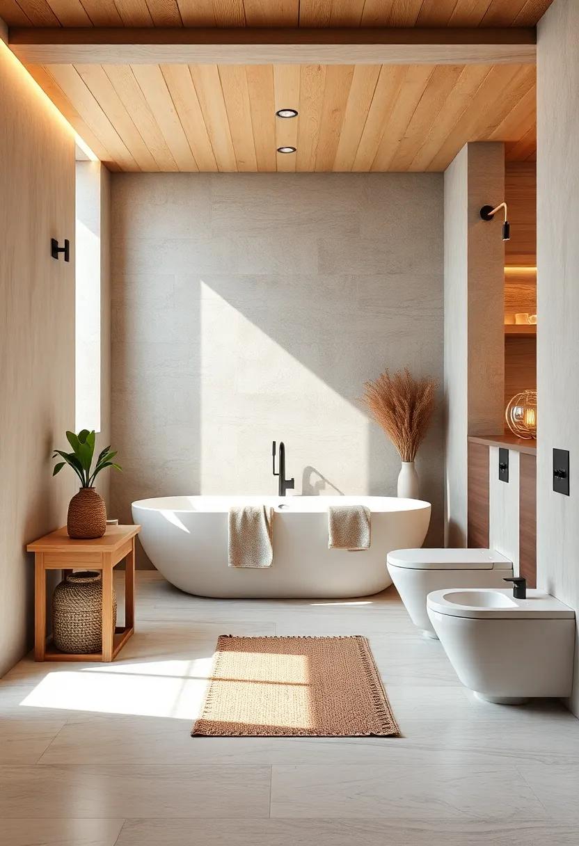 Embracing Natural Light to Enhance the Warmth of Soft Wooden Accents in Modern Bathroom Design