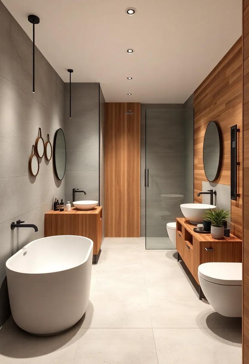 Blending Industrial Metals and Natural Wood Textures for Distinctively Warm Urban Bathroom Images