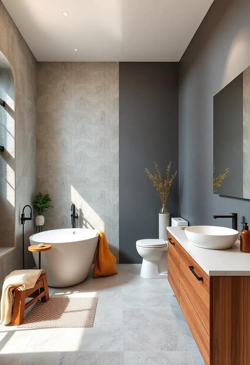 Warming Up Cool Colors with Wood Infused Bathroom Decor Creating a Calm and Balanced Space
