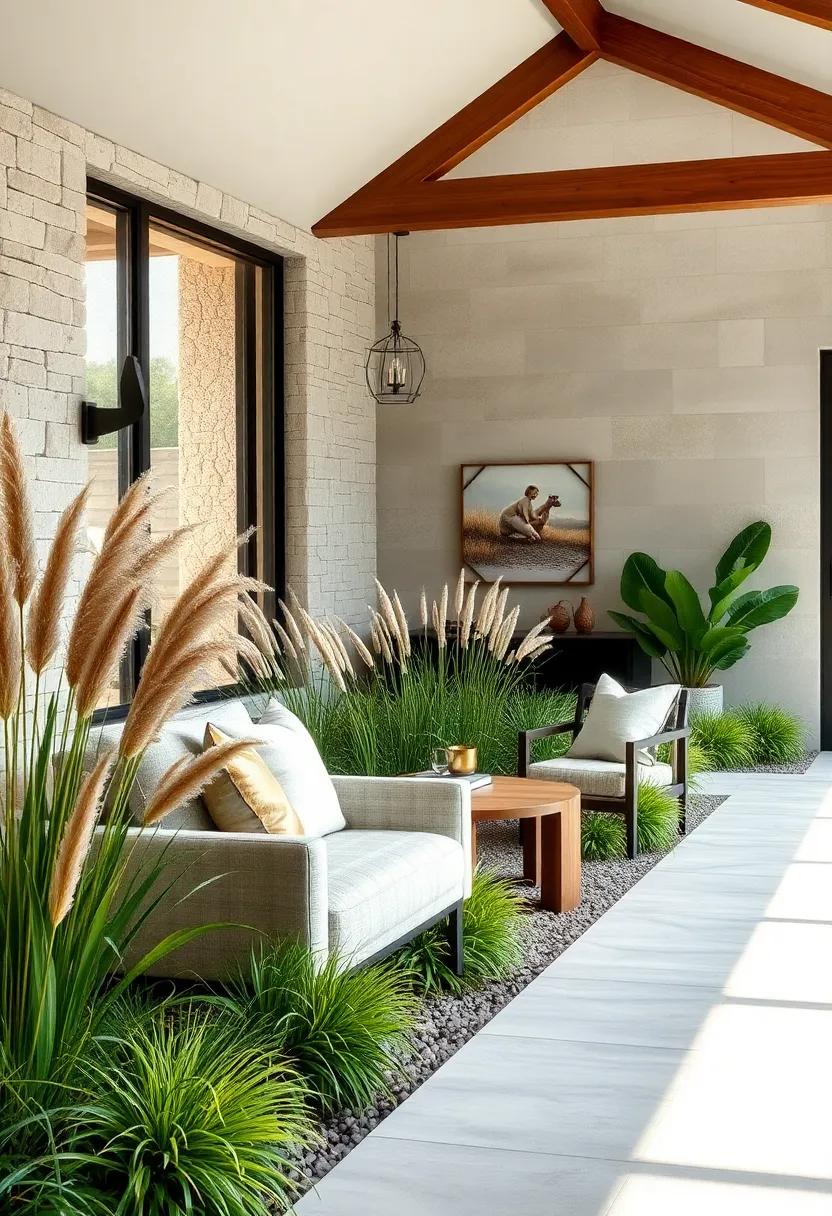 Rustic Wild Grasses Blending Natural Warmth and Gentle Movement Along Pathside Borders