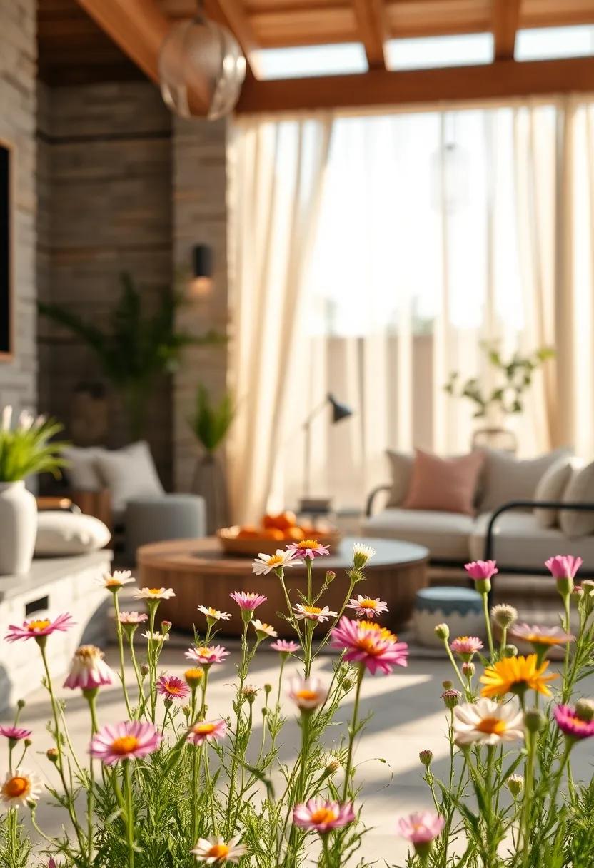 Morning Dew on Delicate Wildflowers Casting Sparkling Reflections in a Peaceful Outdoor Cottagecore Space