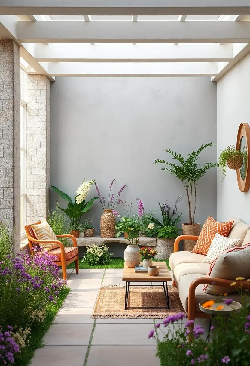 Wildflower Patches Intertwined With Herbs and Sweet Peas Creating a Lush and Textural Outdoor Haven