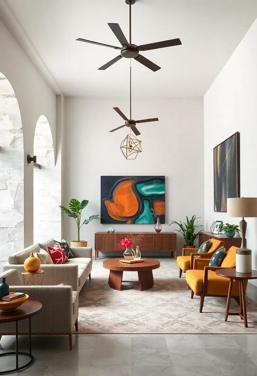 The Role of Asymmetry in Pairing Bold Geometric Fixtures with Curvilinear Eclectic Furnishings