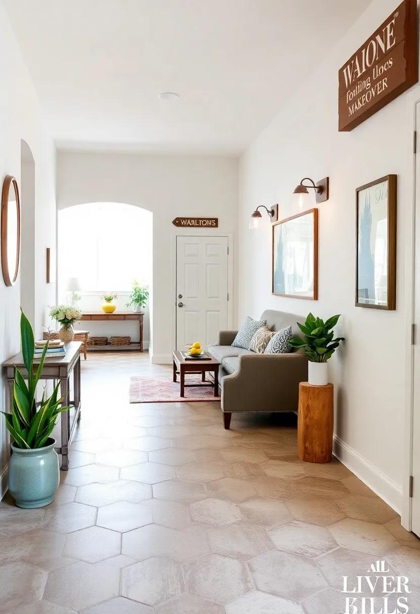 Classic Checkerboard Tile Floor With a Weathered Finish Paired with Whitewashed Walls and Old Signs