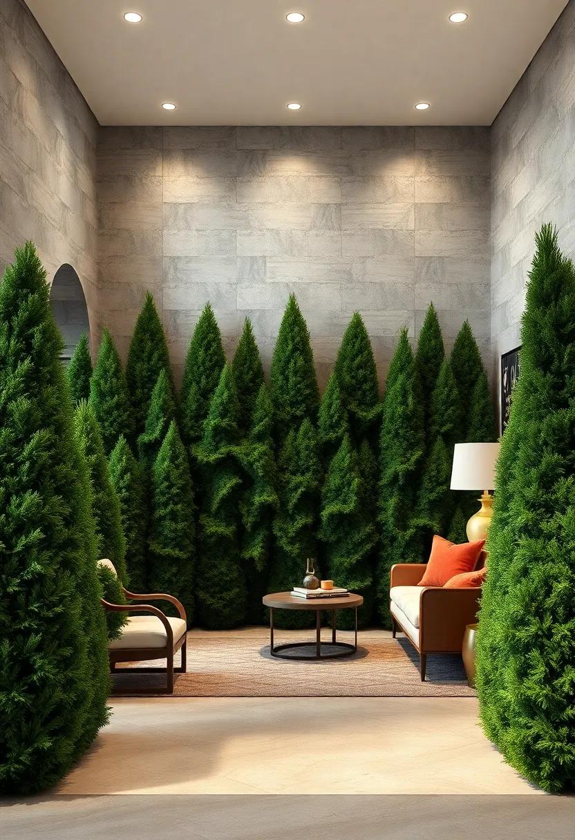 Intricate Patterns Formed by Tall Evergreen Hedges Creating a Welcoming Maze Gateway
