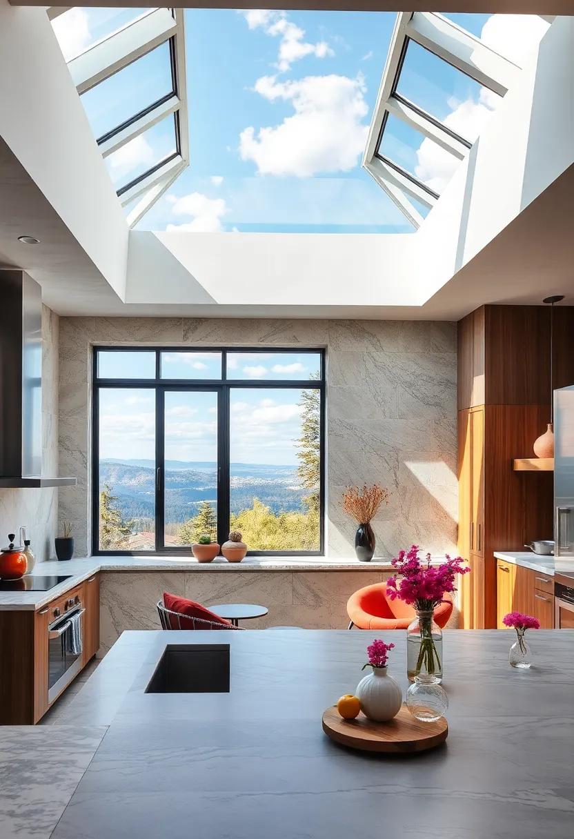 Amplifying the Kitchen's Heart with Skylights Framing the Ever-Changing Canvas of the Sky