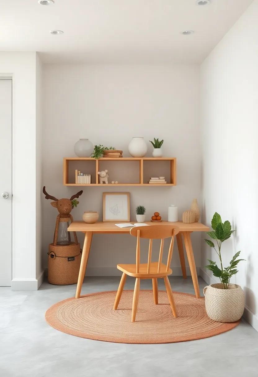 Minimalist Wooden Desk With Child-Sized Chair Poised For Quiet Montessori Learning Moments