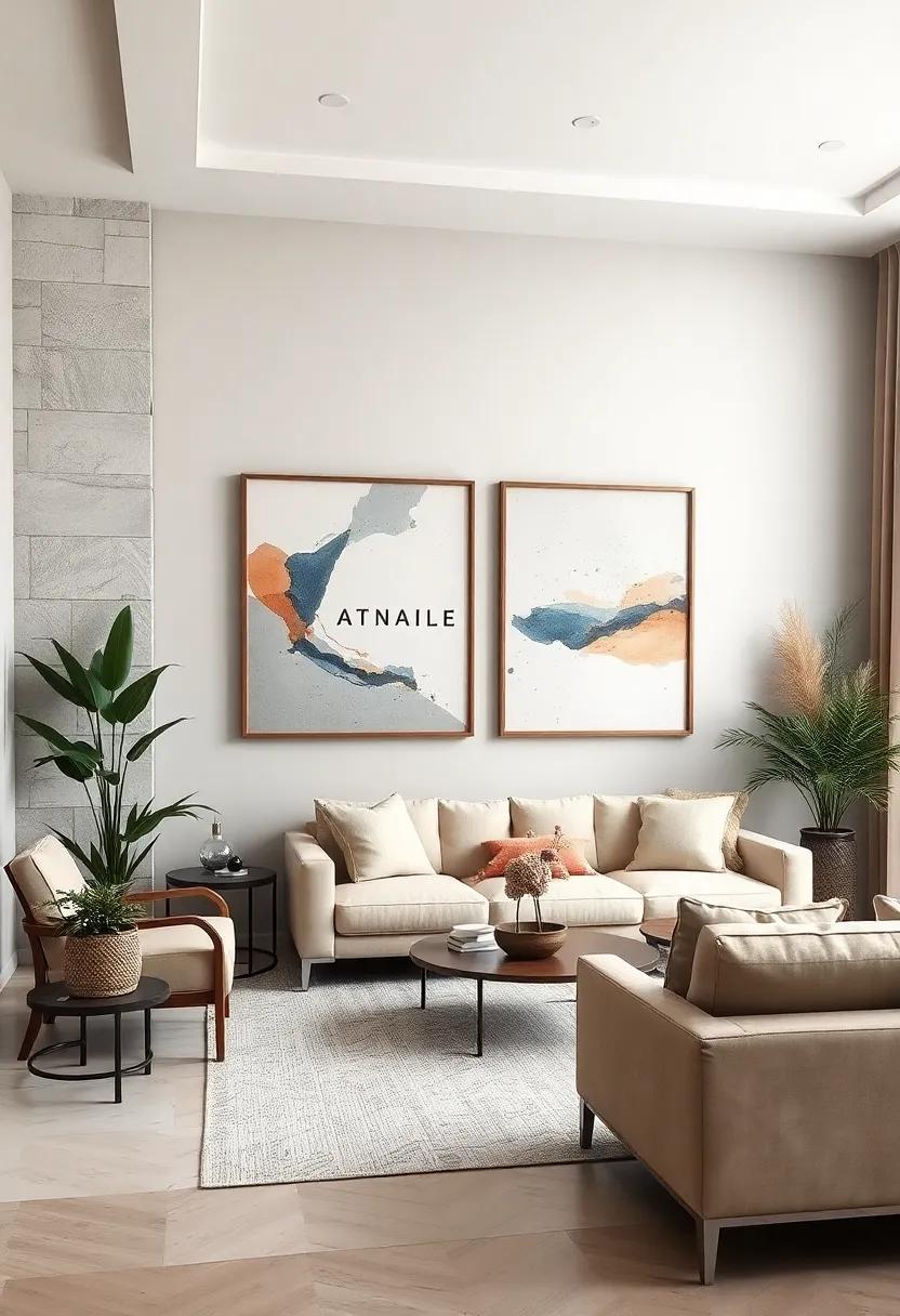 Layered Neutrals Paired With Minimalist Frames to Elevate Abstract Wall Art