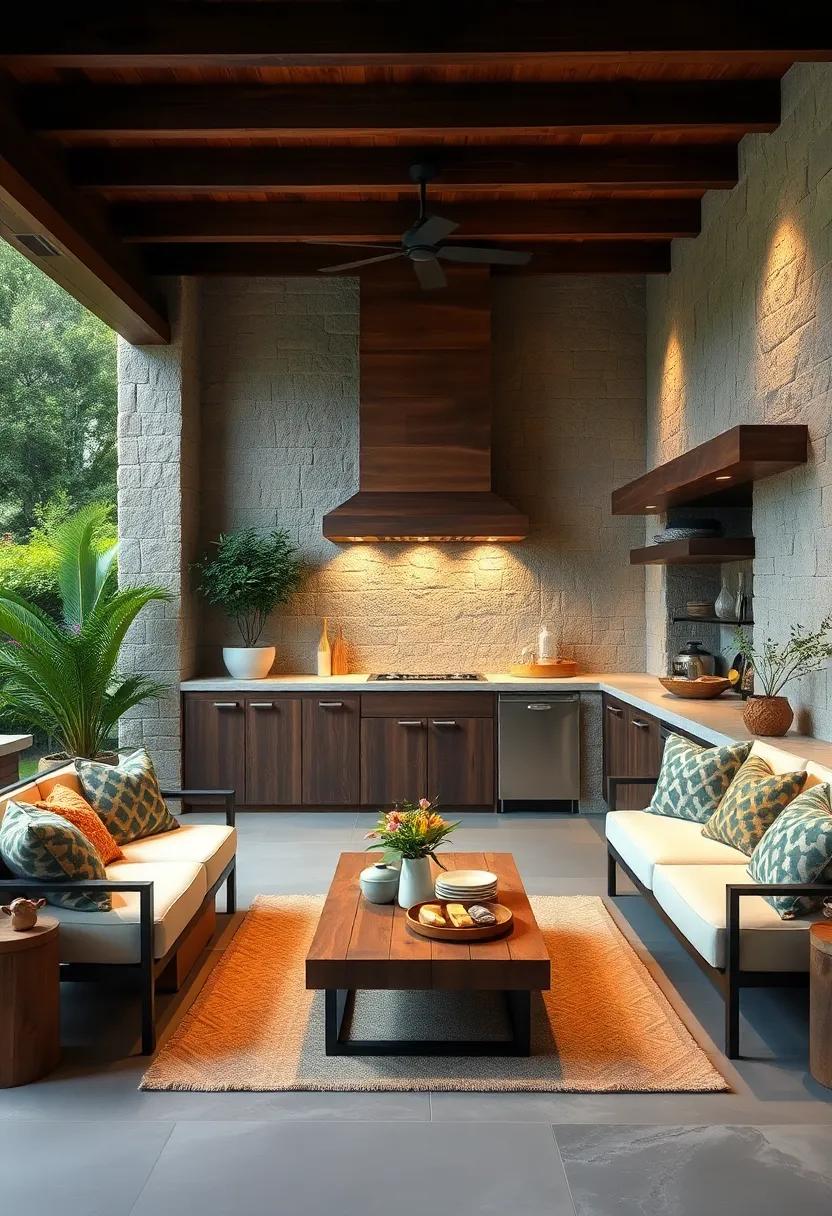 Blending Natural Elements Like Wood And Stone To Enhance The Organic Feel Of Your Outdoor Kitchen
