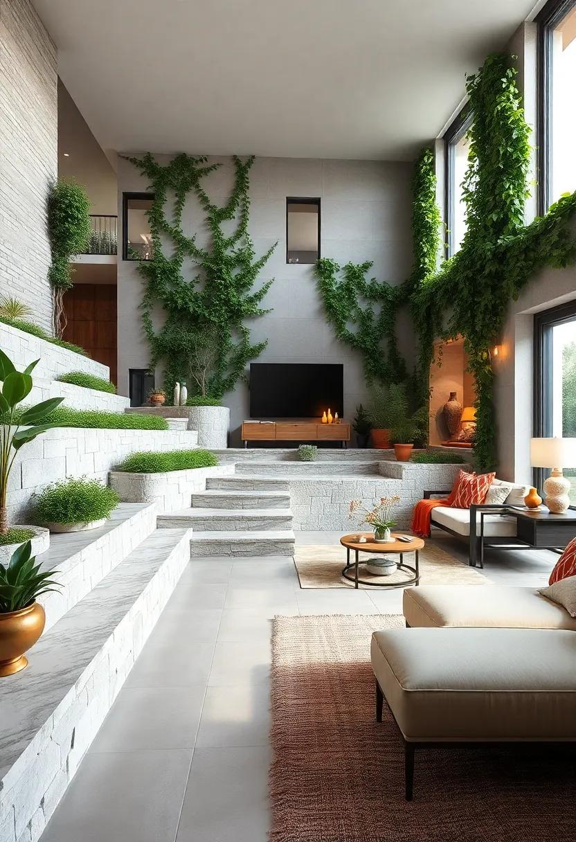 Lush Ivy Draped Walls Offering a Green Curtain Along Steep Front Yard Elevations