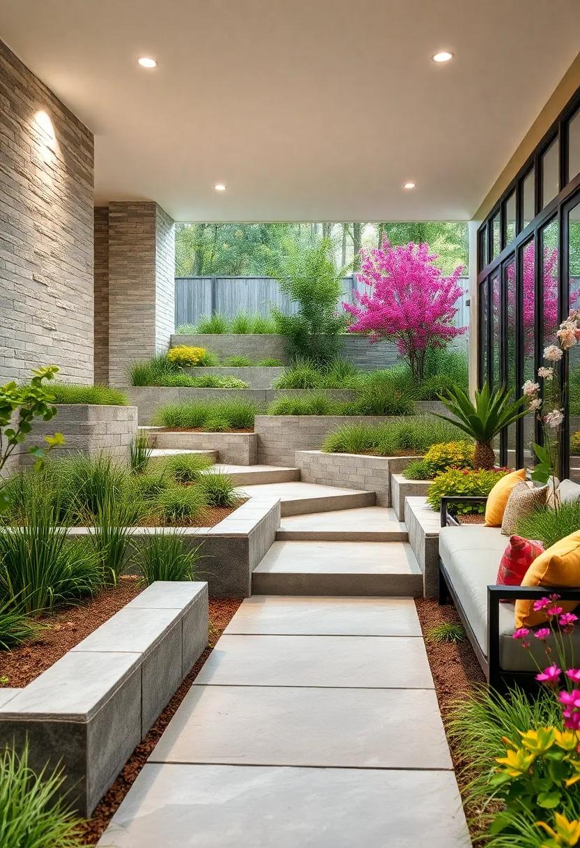 Bold Geometric Shapes Forming Stunning Contrasts Between Rock and Soft Plant Life