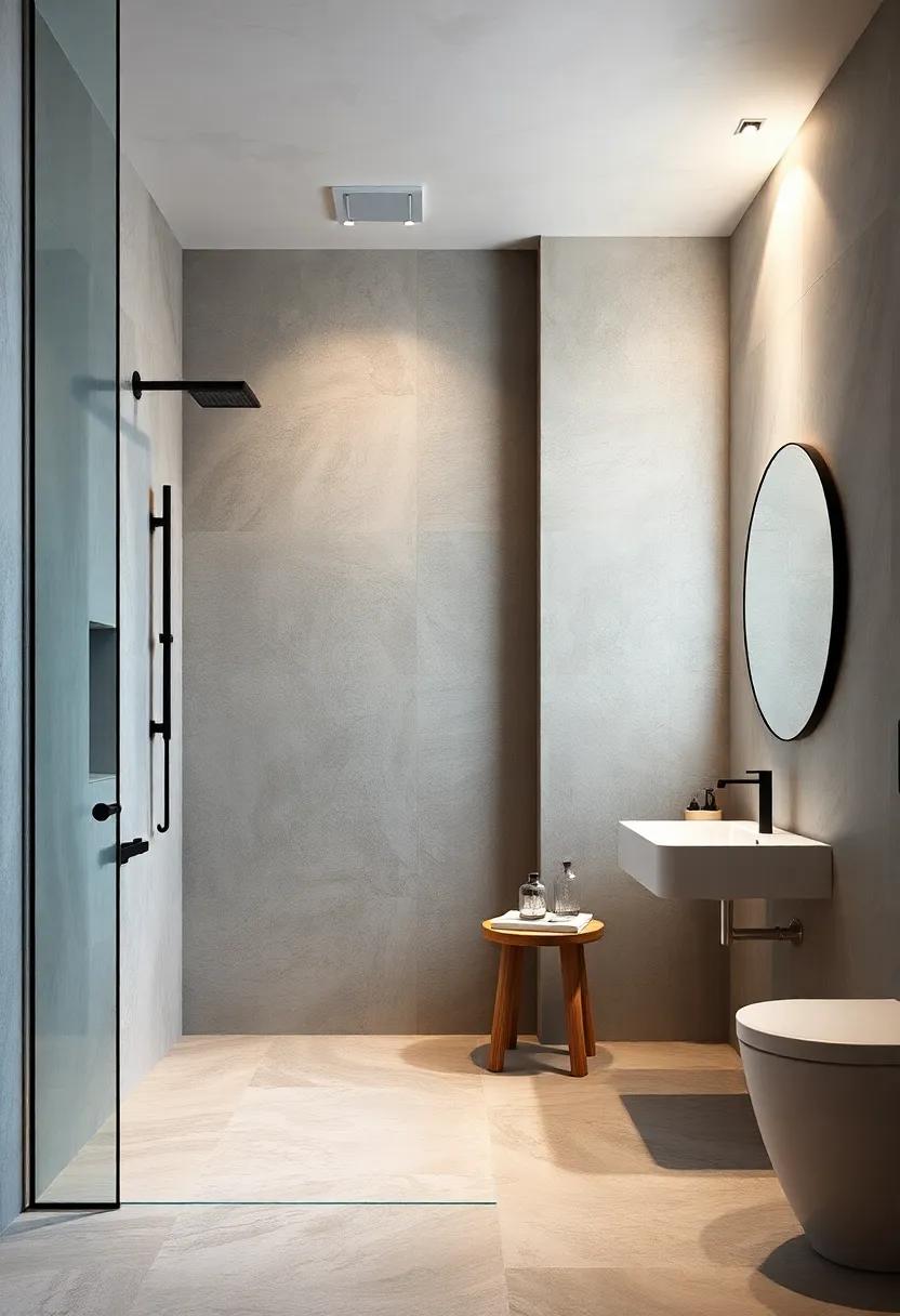 Visual Expansion Through Strategic Mirror Placement Near Open Shower Areas to Amplify Light and Space