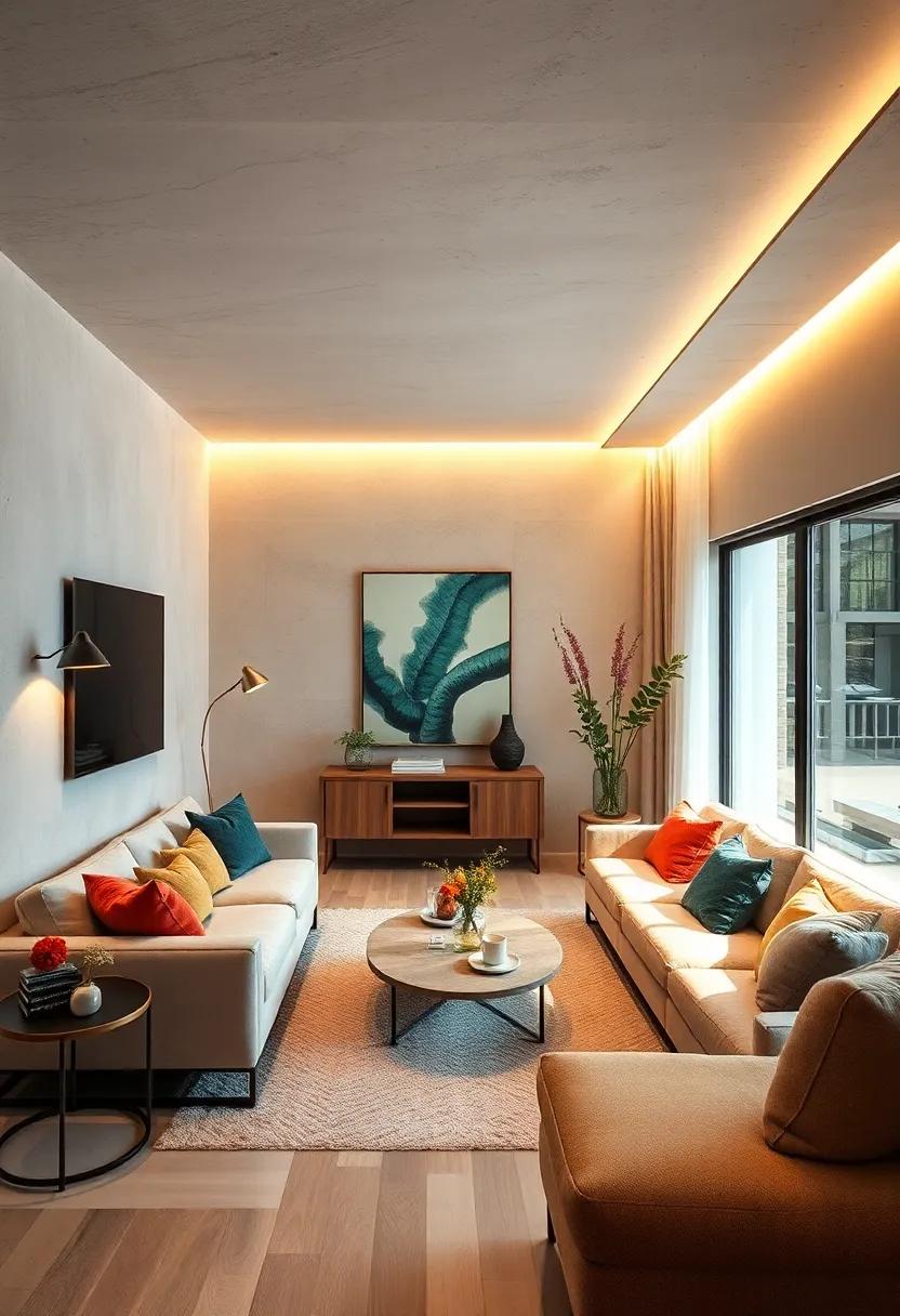 Incorporating Adjustable Ambient Light for Multi-Use Living Areas with Minimalist Flair