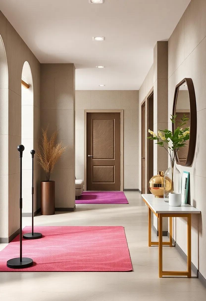 Marble-Topped Console Tables Paired with Brass Legs Elevating Entryway Elegance and Sophistication