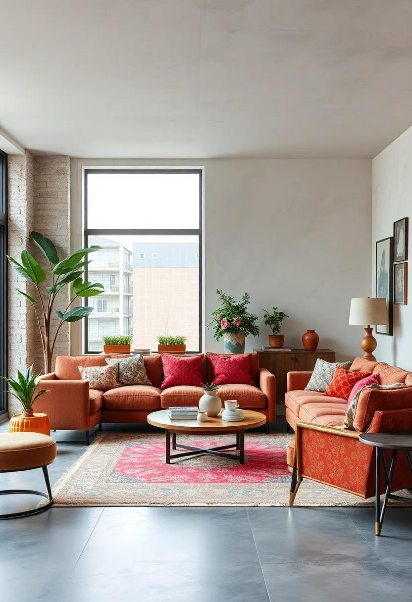 The Charm of Vintage Sofas Paired with Modern Minimalist Decor in Urban Living Rooms