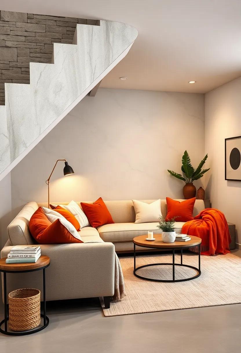 Textured Fabrics and Layered Throws Crafting a Comfortable and Fashionable Under-Stairs Seating Area