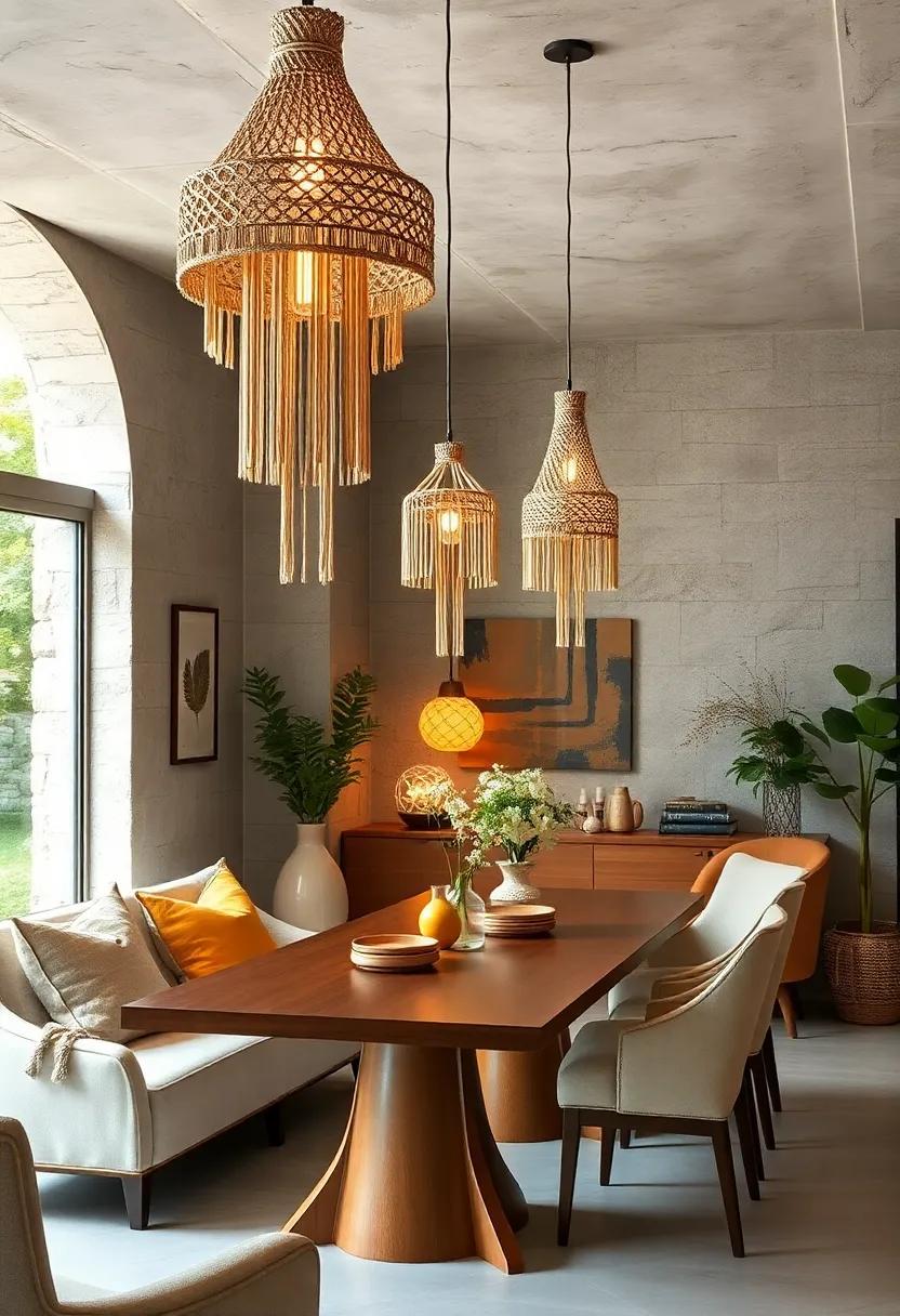 Bohemian Macrame Chandeliers Woven With Natural Fibers Illuminating Eclectic and Cozy Nooks